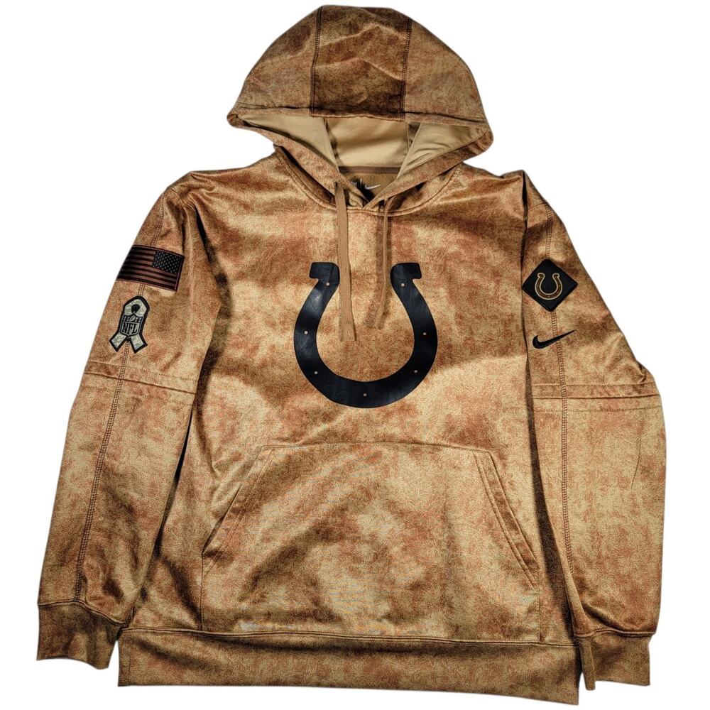 Nike Indianapolis Colts Salute To Service Hoodie Men's Large Brown Dri-FIT NFL